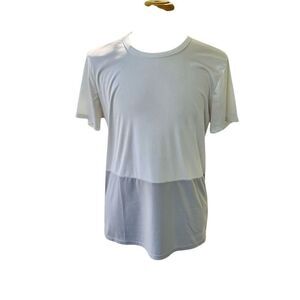 Onia ColorBlock Short Sleeve Crew Ne k Shirt. Size Large. Gray/White.